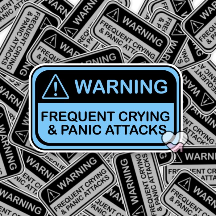 Warning Frequent Panic Attacks Blue Sticker
