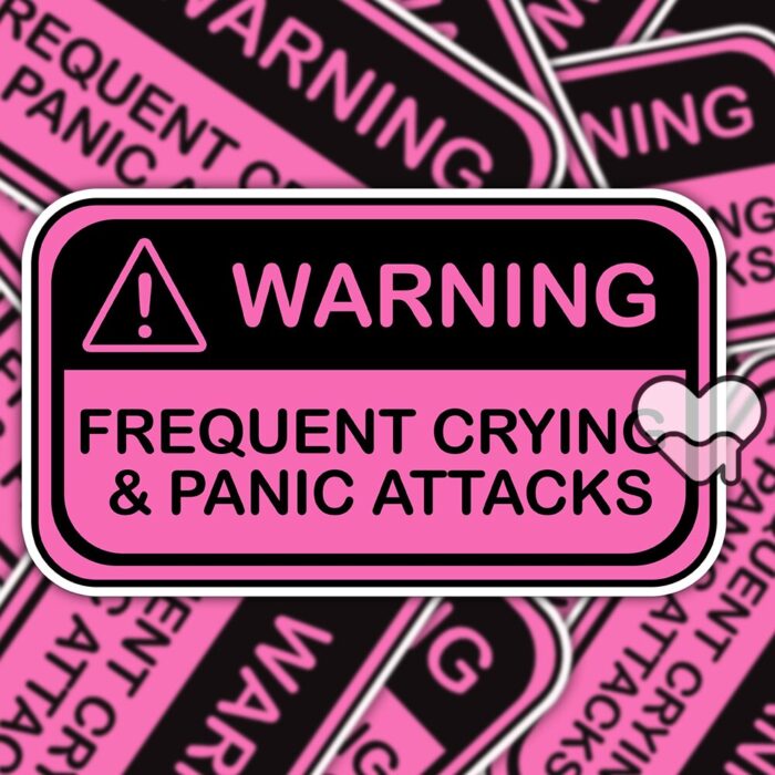 Warning Frequent Panic Attacks Pink Sticker