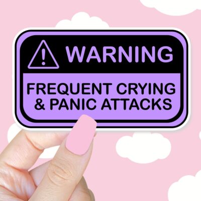 Warning Frequent Panic Attacks Purple Sticker