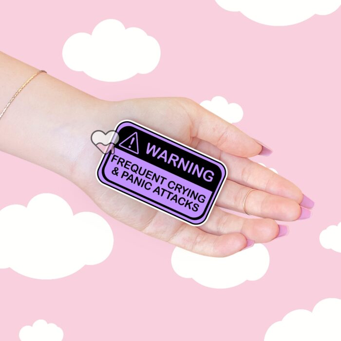 Warning Frequent Panic Attacks Purple Sticker