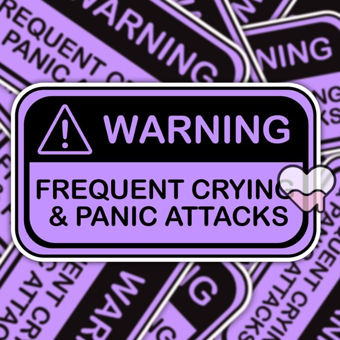 Warning Frequent Panic Attacks Purple Sticker
