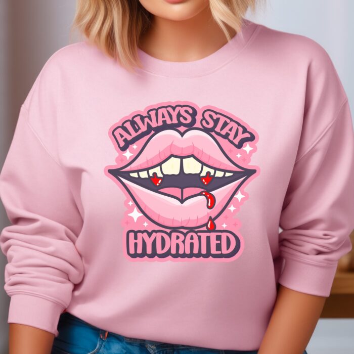 Always Stay Hydrated Vamp Sweatshirt Model