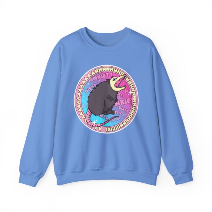 Anxiety Possum Round Sweatshirt - Carolina Blue