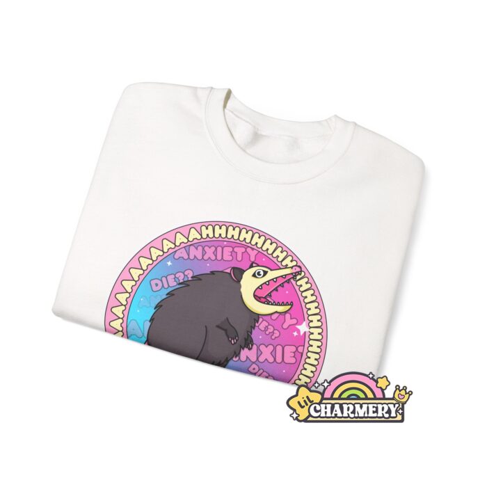Anxiety Possum Round Sweatshirt Folded