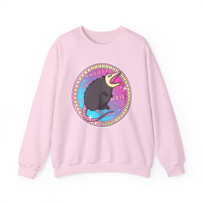 Anxiety Possum Round Sweatshirt - Light Pink