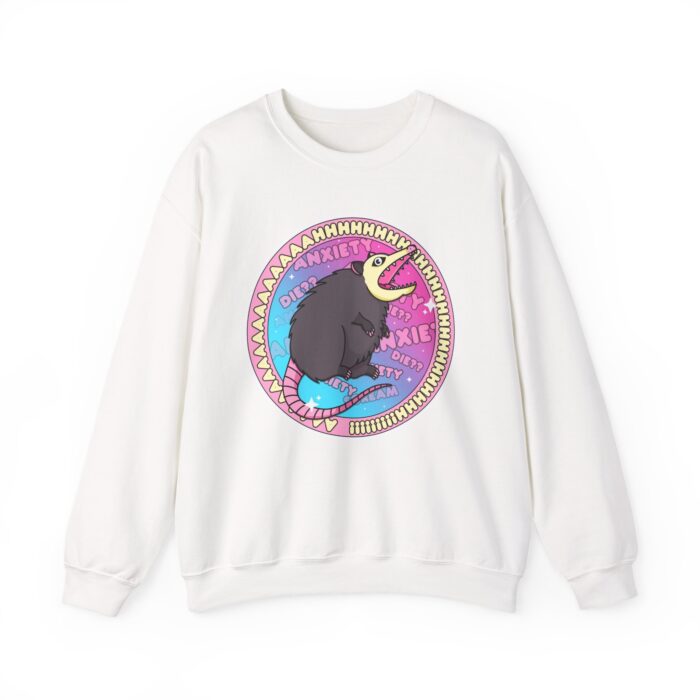 Anxiety Possum Round Sweatshirt - White