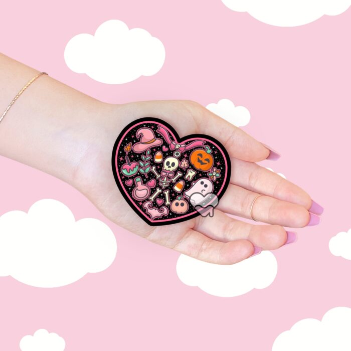 Black Skeleton Heart Sticker