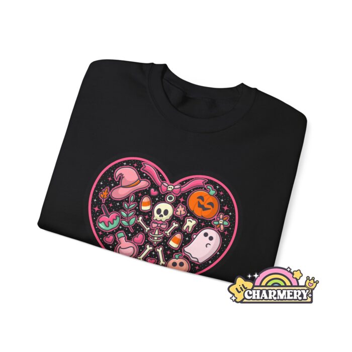 Black Skeleton Heart Sweatshirt Folded