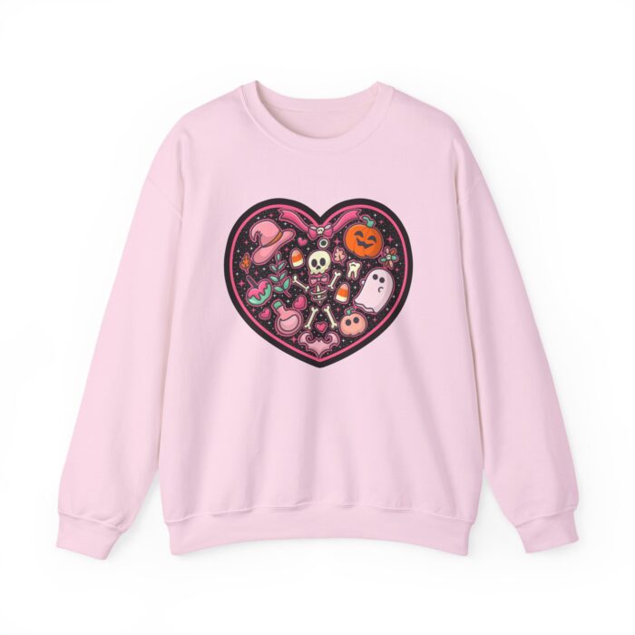 Black Skeleton Heart Sweatshirt - Light Pink