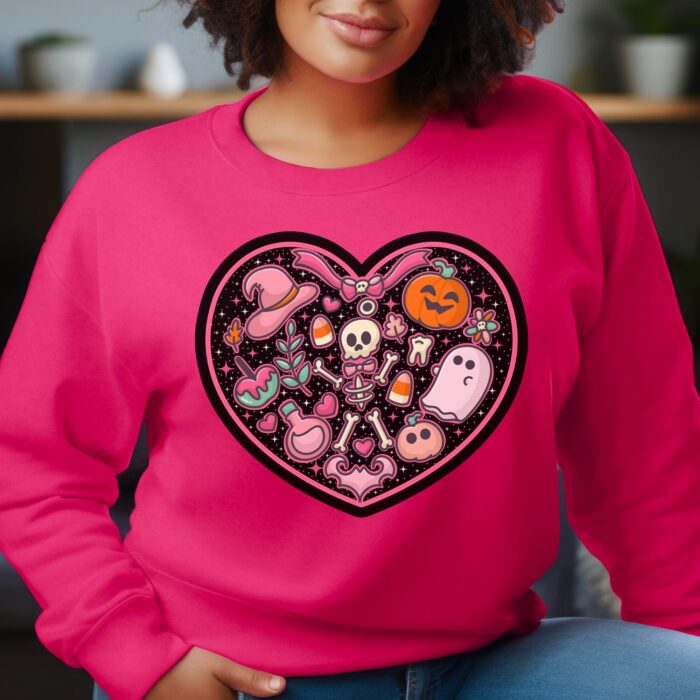 Black Skeleton Heart Sweatshirt Model