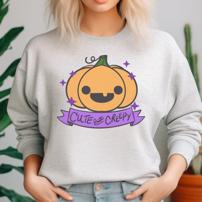 Cute But Creepy Pumpkin Sweatshirt Model