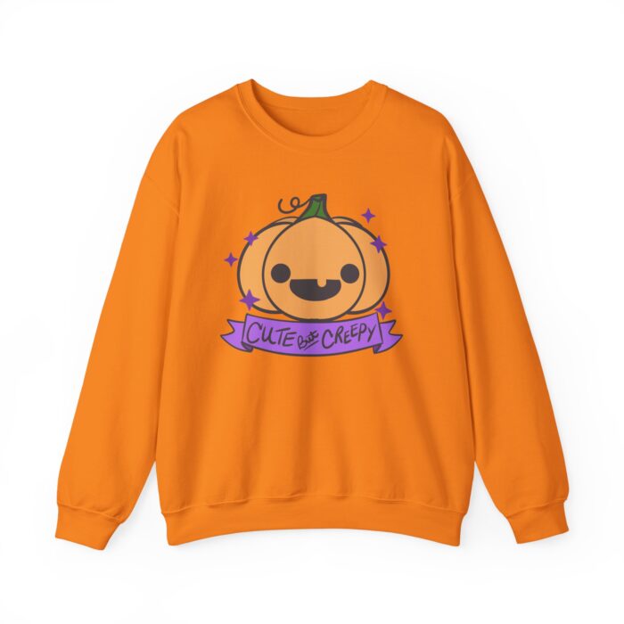 Cute But Creepy Pumpkin Sweatshirt - Safety Orange