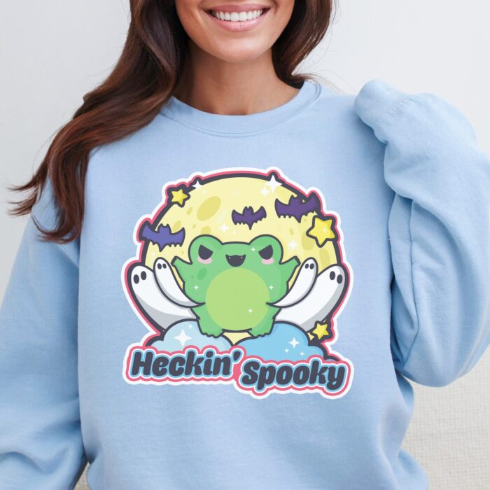 Heckin Spooky Frog Sweatshirt Model