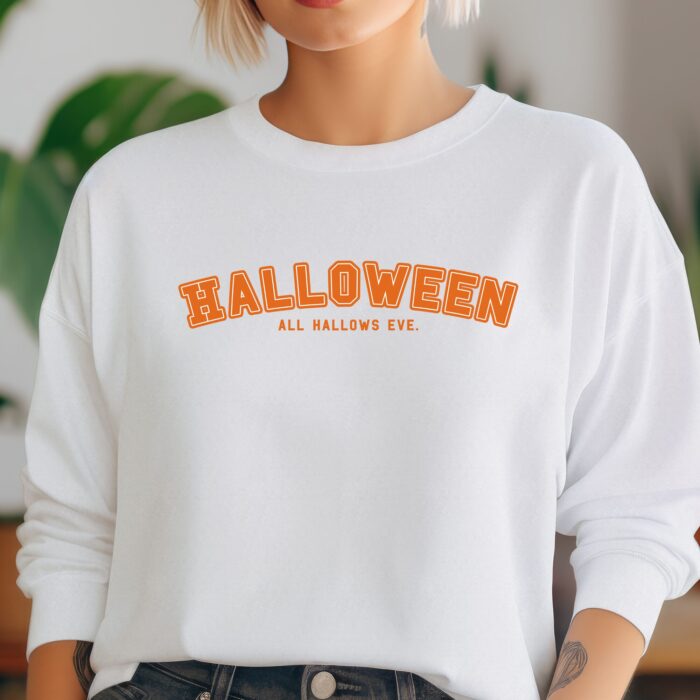 Orange University Halloween Sweatshirt Model