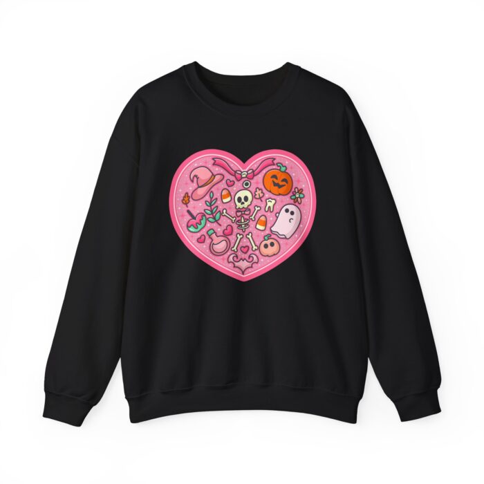 Pink Skeleton Heart Sweatshirt - Black