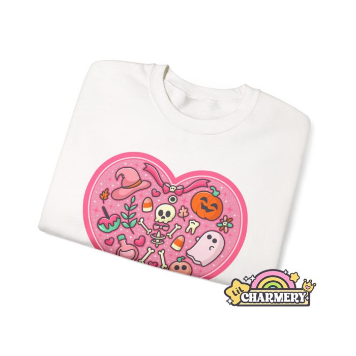 Pink Skeleton Heart Sweatshirt Folded