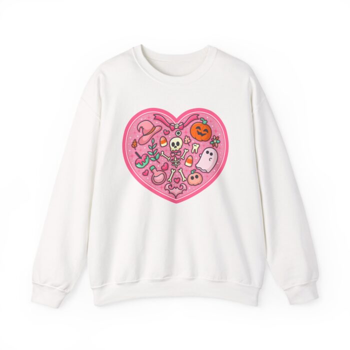 Pink Skeleton Heart Sweatshirt - White