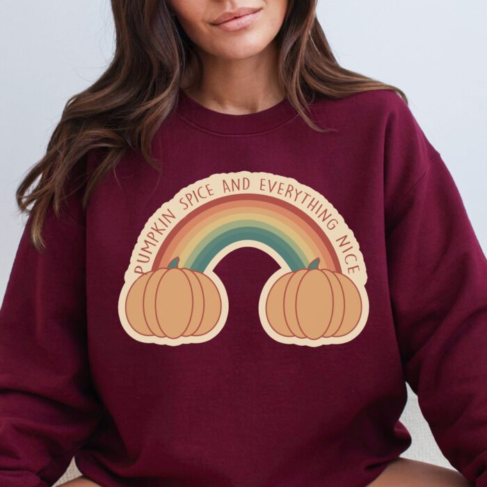 Pumpkin Spice Rainbow Sweatshirt Model