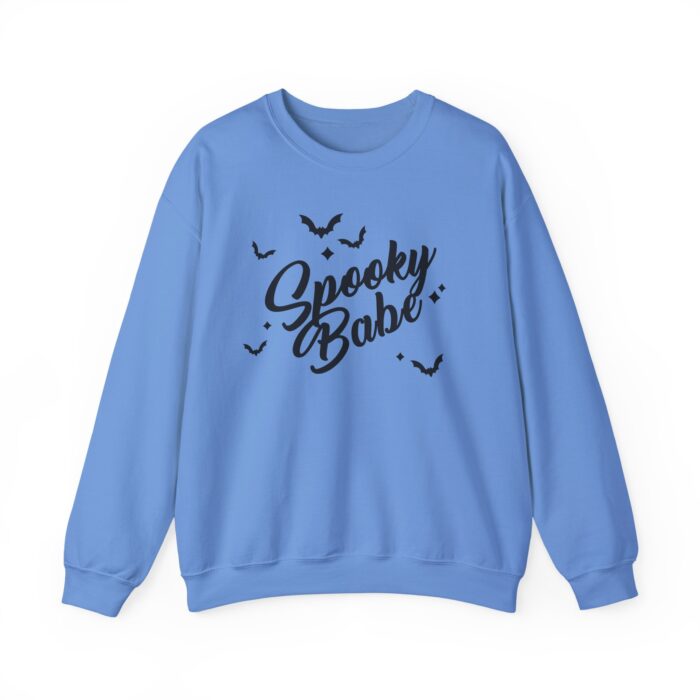 Spooky Babe Black Sweatshirt - Carolina Blue
