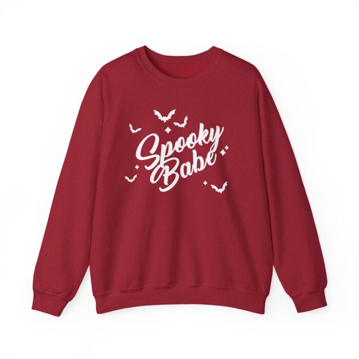 Spooky Babe White Sweatshirt - Antique Cherry Red