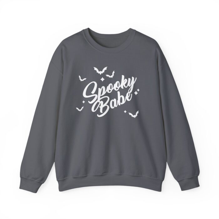 Spooky Babe White Sweatshirt - Charcoal