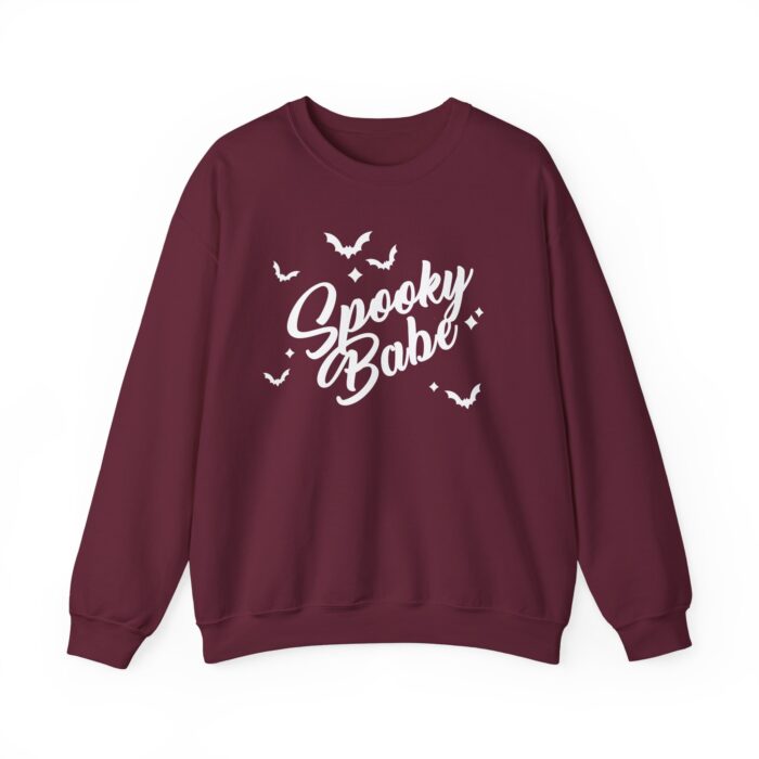 Spooky Babe White Sweatshirt - Maroon