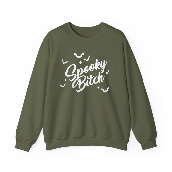 Spooky Bitch White Sweatshirt - Military Green