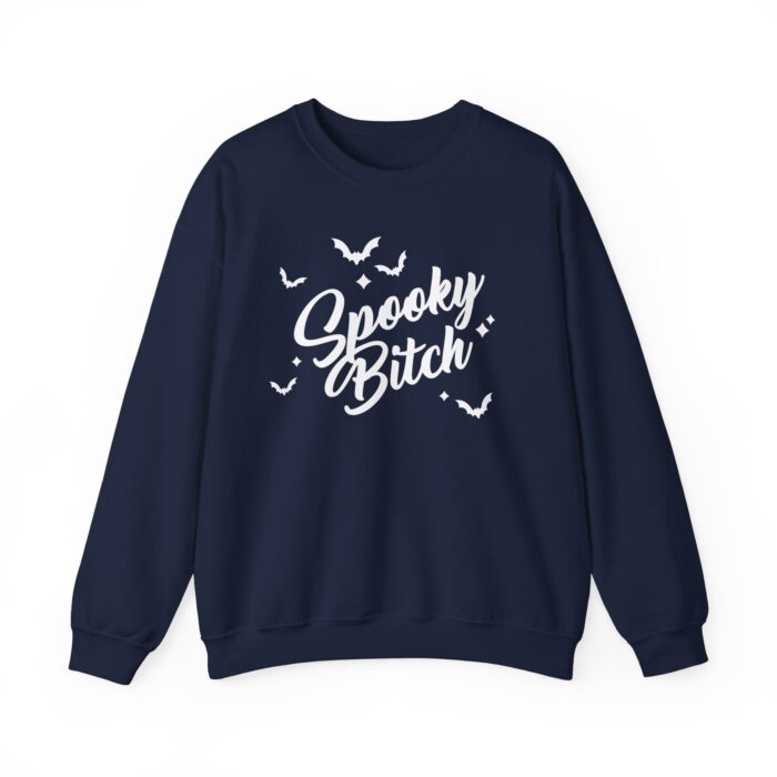 Spooky Bitch White Sweatshirt - Navy
