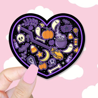 Spooky Black Heart Sticker