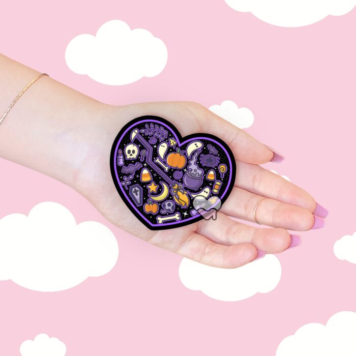 Spooky Black Heart Sticker