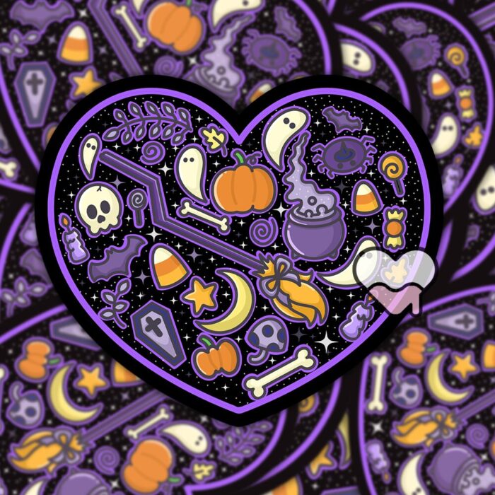 Spooky Black Heart Sticker