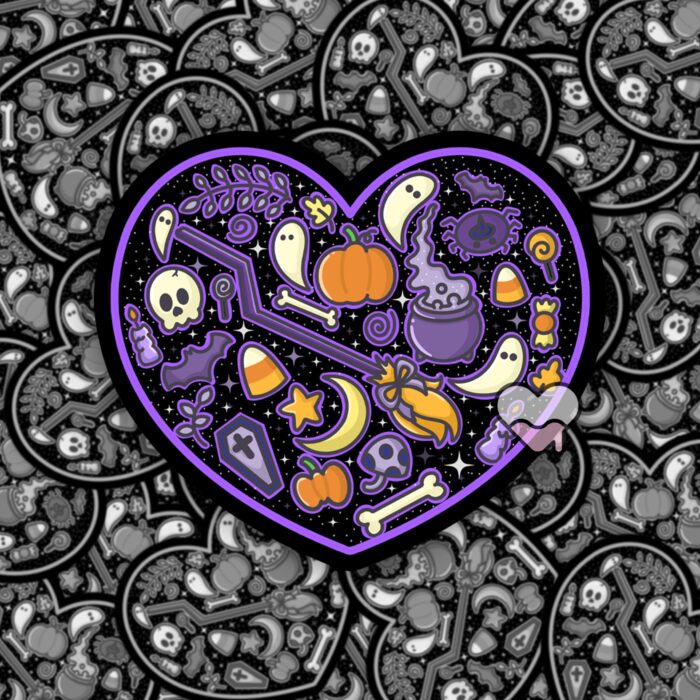 Spooky Black Heart Sticker