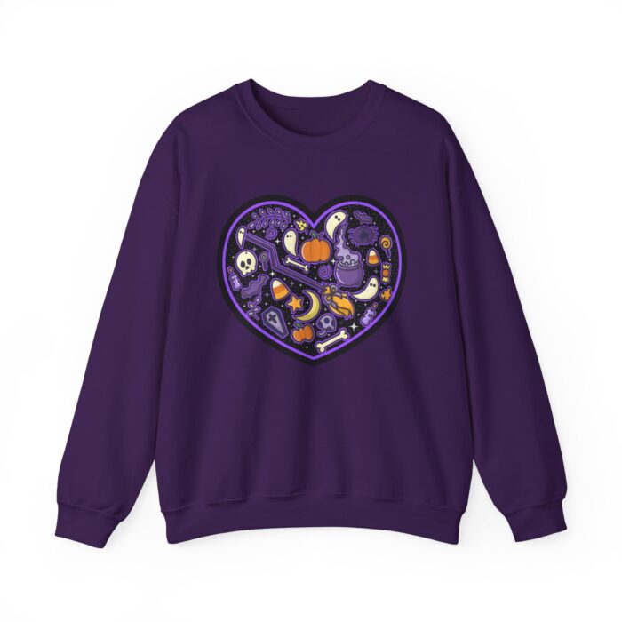 Spooky Black Heart Sweatshirt - Purple