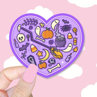 Spooky Purple Heart Sticker