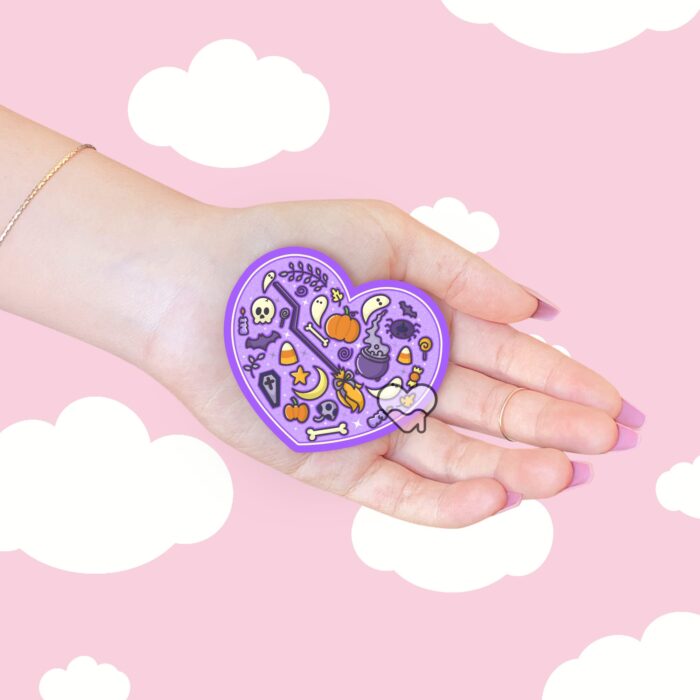 Spooky Purple Heart Sticker