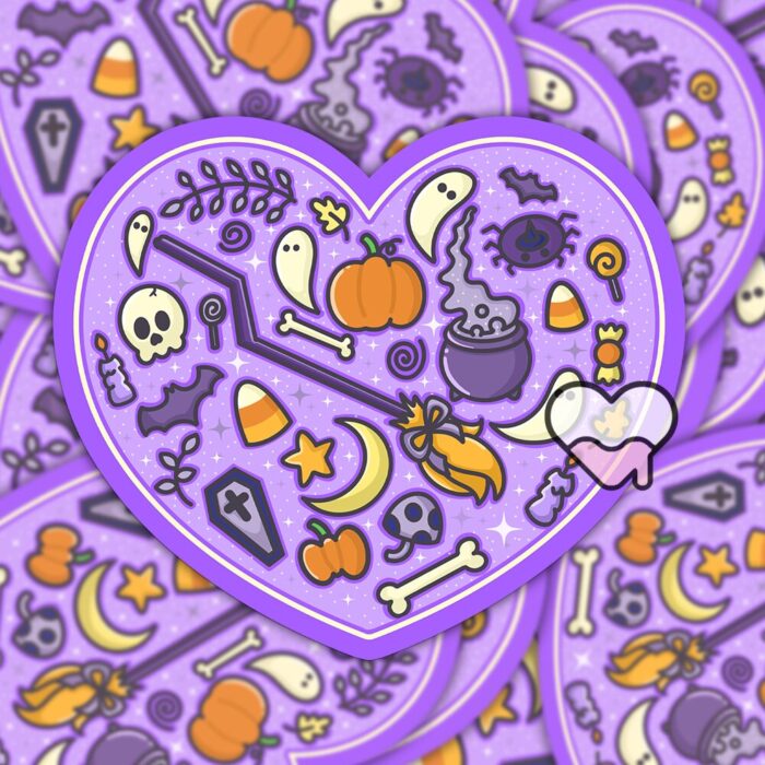 Spooky Purple Heart Sticker