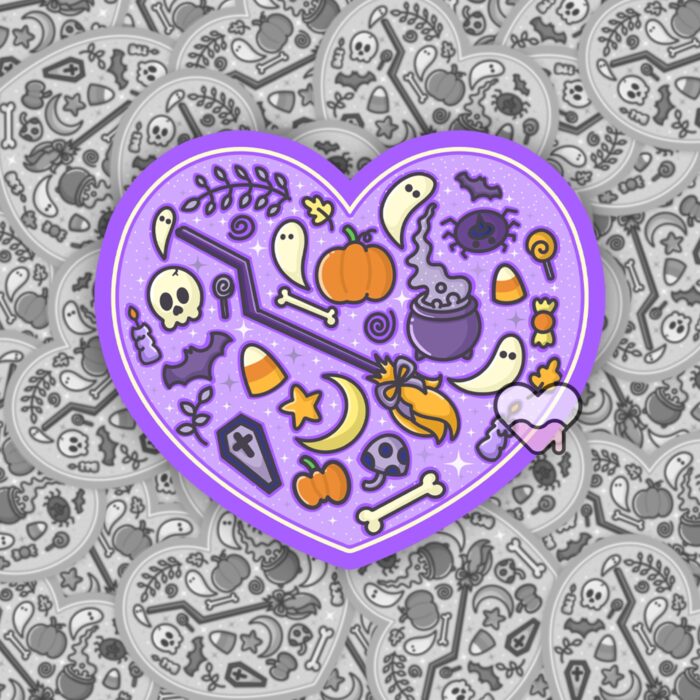 Spooky Purple Heart Sticker