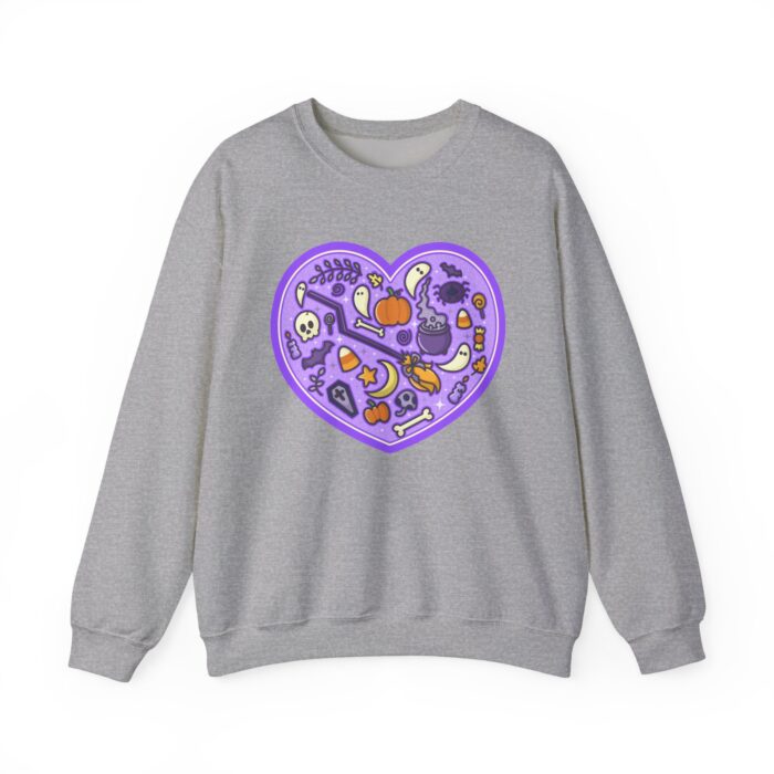 Spooky Purple Heart Sweatshirt - Sports Gray