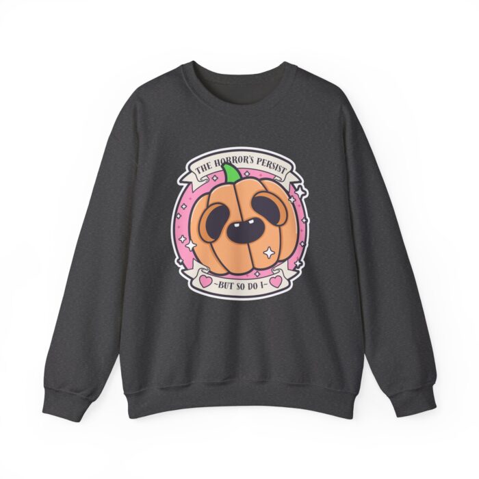 The Horrors Persist But So Do I Pumpkin Sweatshirt - Dark Heather