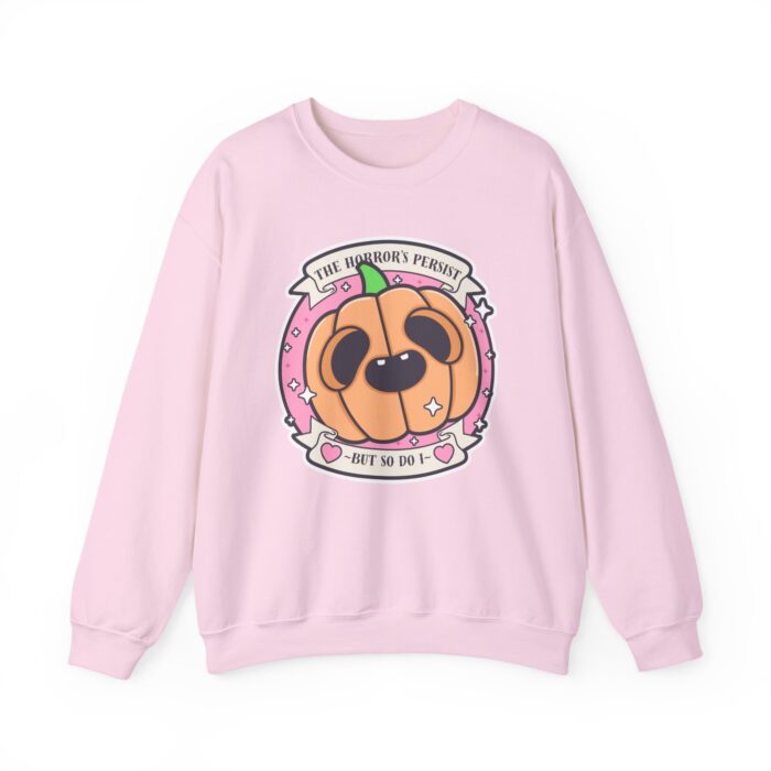 The Horrors Persist But So Do I Pumpkin Sweatshirt - Light Pink