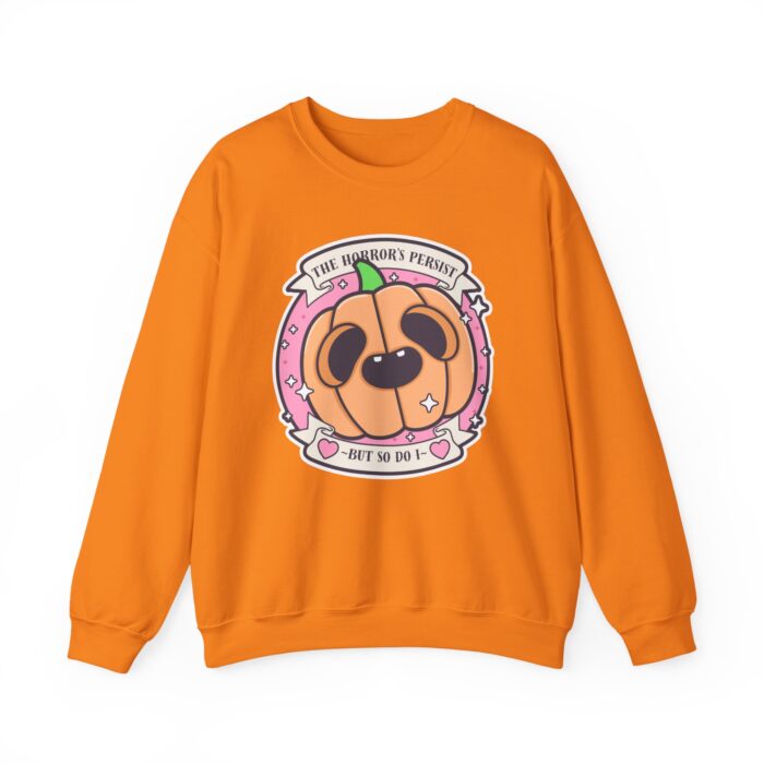 The Horrors Persist But So Do I Pumpkin Sweatshirt - Safety Orange