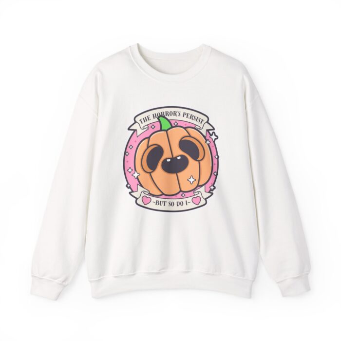 The Horrors Persist But So Do I Pumpkin Sweatshirt - White