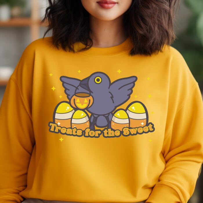 Treats For The Sweet Crow Sweatshirt Model